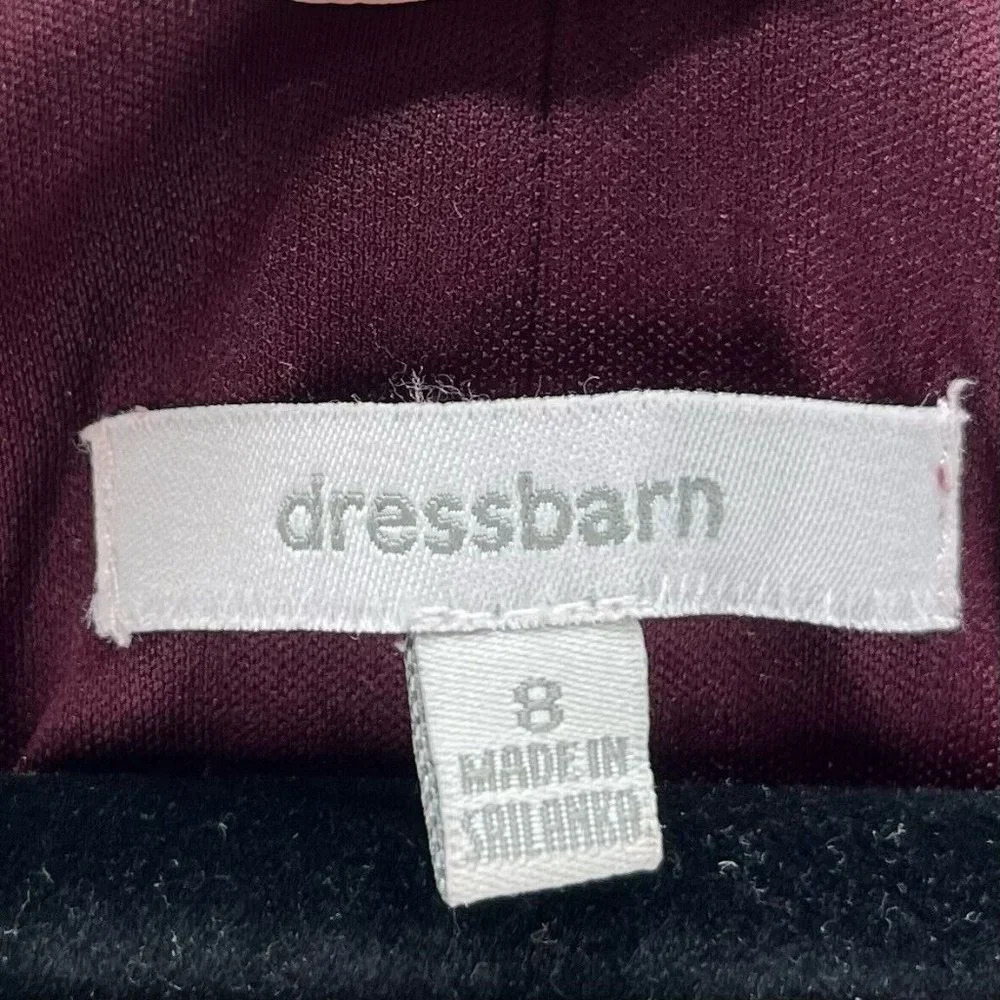 Dressbarn Dress Size 8 Shift Midi Pleated Layered Short Sleeve Pullover Purple - Picture 9 of 12
